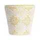 GloboStar® Artificial Garden RABAT 20518 Διακοσμητικό Κεραμικό Κασπώ Γλάστρα - Flower Pot Λευκό με Κίτρινο Φ14 x Υ13cm