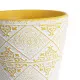 GloboStar® Artificial Garden RABAT 20518 Διακοσμητικό Κεραμικό Κασπώ Γλάστρα - Flower Pot Λευκό με Κίτρινο Φ14 x Υ13cm