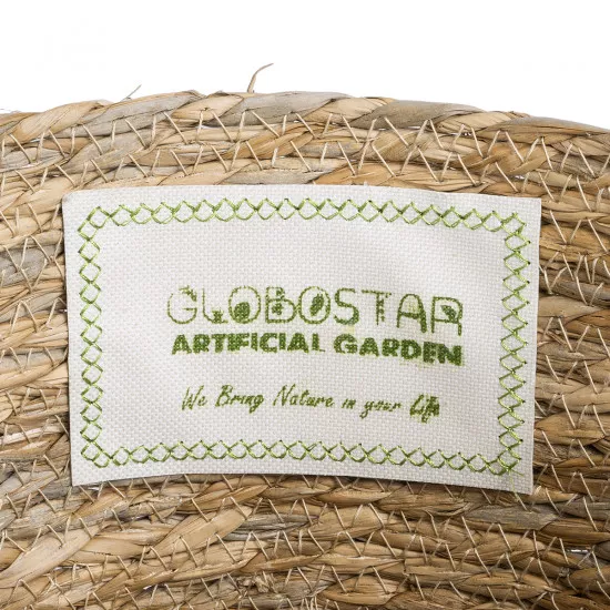GloboStar® Artificial Garden SANTORINI 20573 Διακοσμητικό Πλεκτό Κασπώ Γλάστρα - Flower Pot Μπεζ με Λευκό Φ26 x Υ28cm