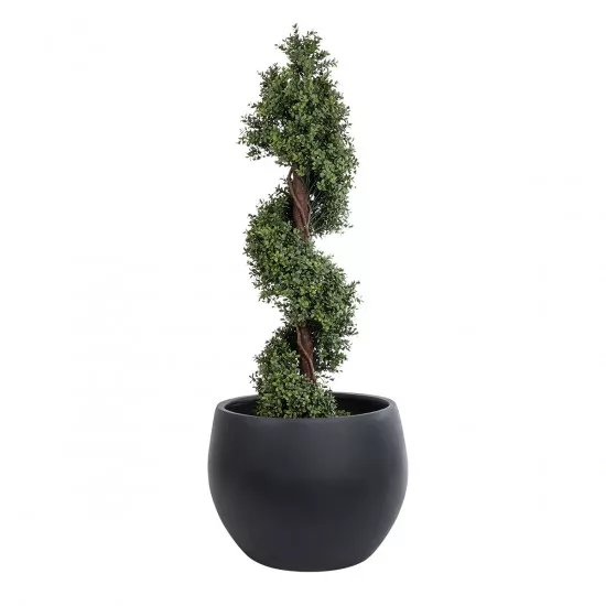 GloboStar® Artificial Garden VITORIA 20701 Διακοσμητικό Πολυεστερικό Τσιμεντένιο Κασπώ Γλάστρα - Flower Pot Μαύρο Φ55 x Υ40cm