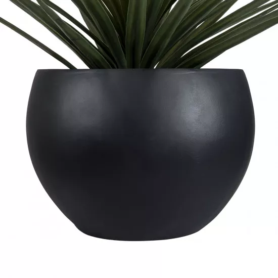 GloboStar® Artificial Garden VITORIA 20700 Διακοσμητικό Πολυεστερικό Τσιμεντένιο Κασπώ Γλάστρα - Flower Pot Μαύρο Φ45 x Υ33cm