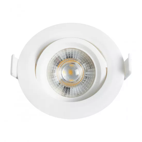 GloboStar® DE VALERA 60184 Χωνευτό LED Κινούμενο Spot Downlight 5W 475lm 45° AC 220-240V IP44 Φ9cm x Υ4cm - Στρόγγυλο - Λευκό - Θερμό Λευκό 2700K - Bridgelux Chip - TÜV Certified Driver - 5 Χρόνια Εγγύηση