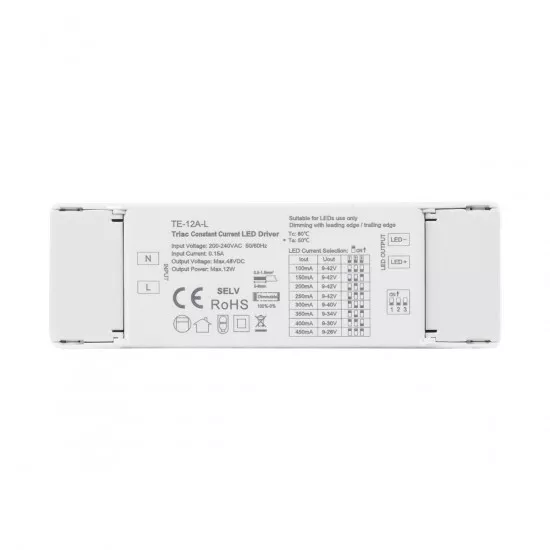 GloboStar® 73132 TE-12A-L SKYDANCE AC Triac Dimmable Constant Current LED Driver 1 Κανάλι AC 200-240V 1 x 0.15A 12W - Max 0.15A 12W - IP20  Μ11.1 x Π3.7 x Υ2cm - 5 Χρόνια Εγγύηση