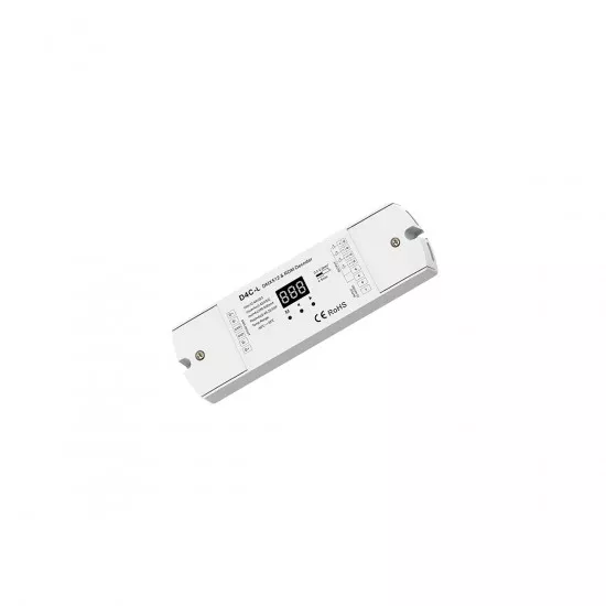 GloboStar® 73145 D4C-L SKYDANCE DC DMX512 Constant Current & RDM Decoder 4 Καναλιών DC 12-48V 4 x 0.5A 22.5W - Max 2A 90W - IP20  Μ17 x Π5 x Υ2.5cm - 5 Χρόνια Εγγύηση