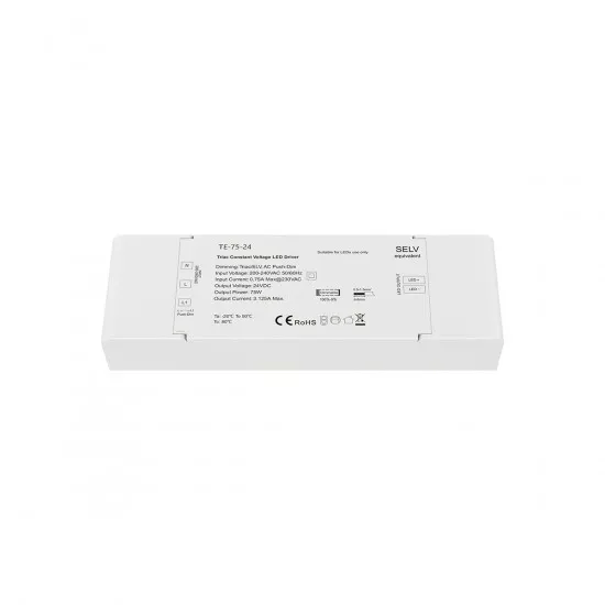 GloboStar® 73130 TE-75-24 SKYDANCE AC Triac Dimmer Push Dimming 1 Κανάλι AC 200-240V 1 x 3.125A 75W - Max 3.125A 75W - IP20 Μ18 x Π5.7 x Υ3cm - 5 Χρόνια Εγγύηση