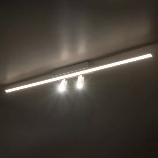 GLOBOSTAR® BARETTI 61227 Φωτιστικό Οροφής Linear Design LED CCT με Κινούμενα Σποτ LED Downlight 24W 2688lm 160° & 45° AC 220-240V IP20  - Εναλλαγή Φωτισμού μέσω Διακόπτη On/Off All In One Ψυχρό 6000k+Φυσικό 4500k+Θερμό 2700k Dimmable - Μ80 x Π5.5 x Υ5 cm 