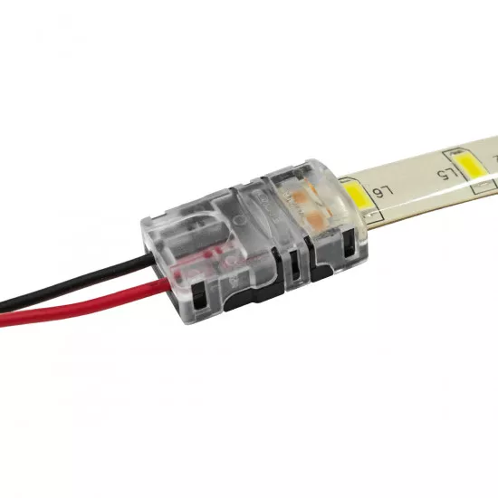 GloboStar® 70716 Αδιάβροχος Ταχυσύνδεσμος Ένωσης IP65 - Strip To Cable Connector για Ένωση 1 x Μονόχρωμης Αδιάβροχης Ταινίας LED Πλάτους 8mm με 1 x Καλώδιο Τροφοδοσίας