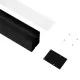 GloboStar® 70828-3M AVATAR Linear Γραμμικό Αρχιτεκτονικό Προφίλ Αλουμινίου Μαύρο με Λευκό Οπάλ Κάλυμμα για 4 Σειρές Ταινίας LED Πατητό - Press On 3 Μέτρων