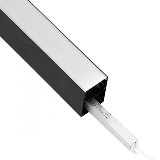 GloboStar® 70828-3M AVATAR Linear Γραμμικό Αρχιτεκτονικό Προφίλ Αλουμινίου Μαύρο με Λευκό Οπάλ Κάλυμμα για 4 Σειρές Ταινίας LED Πατητό - Press On 3 Μέτρων