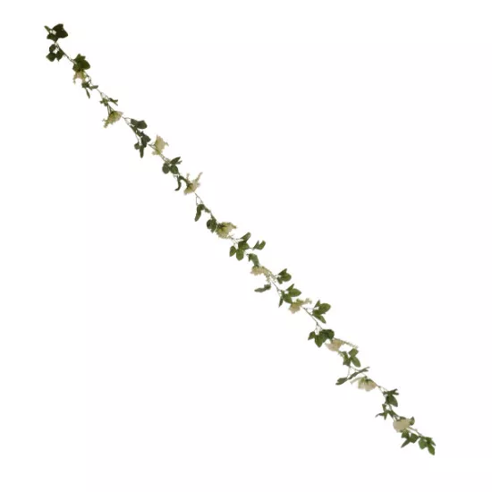 09000 Τεχνητό Κρεμαστό Φυτό Διακοσμητική Γιρλάντα Μήκους 2.2 μέτρων με 10 X Μεγάλα Τριαντάφυλλα Λευκά