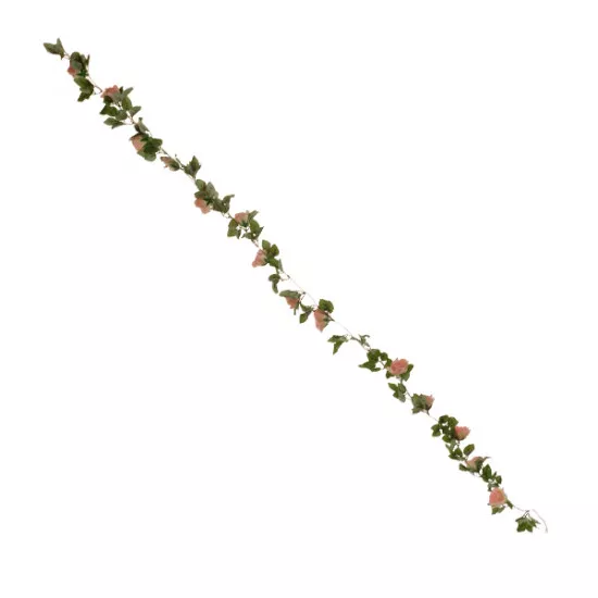 GloboStar® 09004 Τεχνητό Κρεμαστό Φυτό Διακοσμητική Γιρλάντα Μήκους 2 μέτρων με 16 X Μεγάλα Τριαντάφυλλα Ροζ