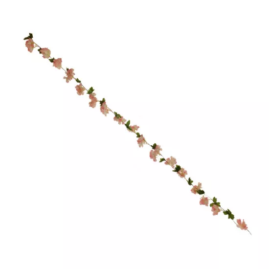 GloboStar® 09024 Τεχνητό Κρεμαστό Φυτό Διακοσμητική Γιρλάντα Μήκους 2.2 μέτρων με 18 X Άνθη Κερασιάς Ροζ Σομόν