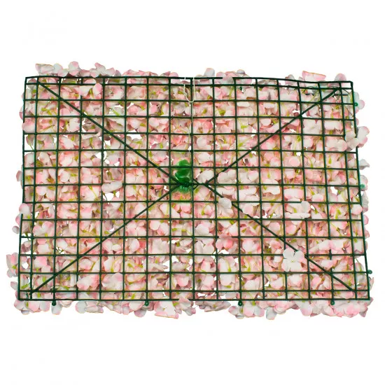 GloboStar® 78314 Συνθετικό Πάνελ Φυλλωσιάς - Κάθετος Κήπος Ορτανσία Ροζ/Λευκό Μ60 x Υ40 x Π5cm