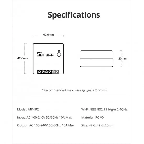 Wi-Fi Smart Switch Two Way Dual Relay (Upgraded) - 2 Output Channel