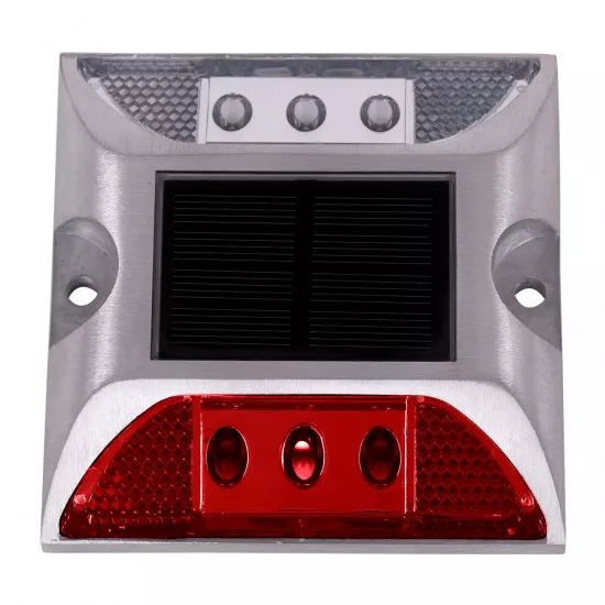 GloboStar® 71476 Αυτόνομος Ηλιακός Ανακλαστήρας Οδοστρώματος Strobe LED με Φωτοβολταϊκό Πάνελ & Μπαταρία Ni-MH 800mAh Αδιάβροχος IP68 Ψυχρό Λευκό 6000k & Κόκκινο 625nm Ορατότητας 500m - Max Pass Load 38 Τόνους