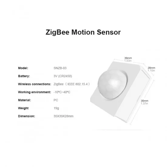 Zigbee Wireless Motion Sensor 6m/110° Detection SONOFF SNZB-03-R3
