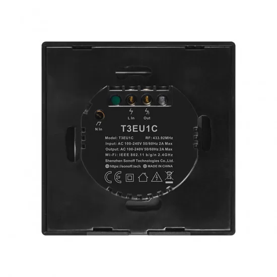 Wi-Fi Smart Wall Touch Button Switch 1 Way TX GR Series SONOFF T3EU1C-TX-EU-R2
