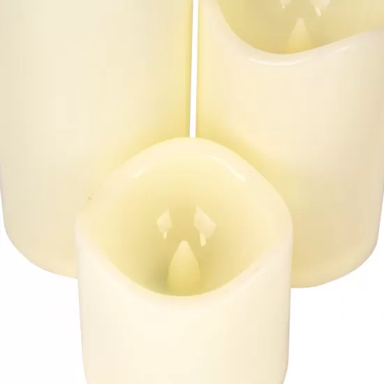 GloboStar® 79551 ΣΕΤ 3 Διακοσμητικών Realistic Κεριών με LED Εφέ Κινούμενης Φλόγας - Μπαταρίας & Ασύρματο Χειριστήριο IR Ψυχρό Λευκό 6000K Dimmable