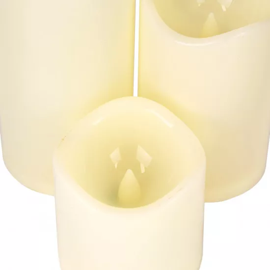 GloboStar® 79552 ΣΕΤ 3 Διακοσμητικών Realistic Κεριών με LED Εφέ Κινούμενης Φλόγας - Μπαταρίας & Ασύρματο Χειριστήριο IR Θερμό Λευκό 3000K Dimmable