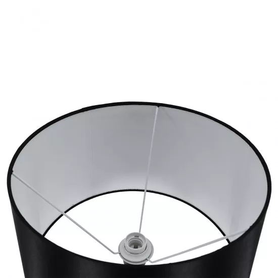 GloboStar® CEDAR 00827 Μοντέρνο Φωτιστικό Δαπέδου Μονόφωτο Μεταλλικό Μαύρο με Καπέλο και Ξύλινη Λεπτομέρεια Φ40 x Υ148cm