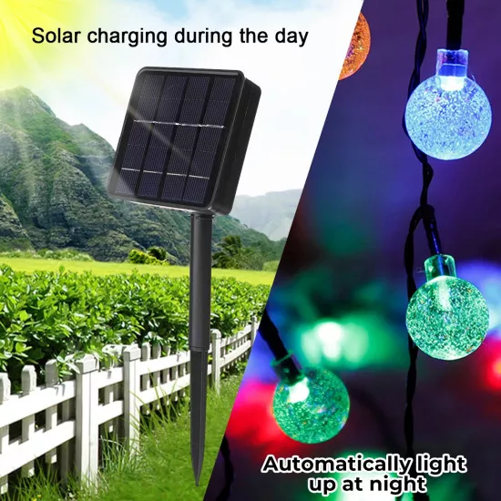 Γιρλάντα 4.25 Μέτρων με Controller 8 Προγραμμάτων Φωτισμού - 30 LED 3W με Ενσωματωμένη Μπαταρία 600mAh - Φωτοβολταϊκό Πάνελ - Αισθητήρα Ημέρας-Νύχτας - Βάση Κήπου & Σκούρο Πράσινο Καλώδιο Αδιάβροχη IP65 Πολύχρωμη RGB Μ4.25m GloboStar® 85701