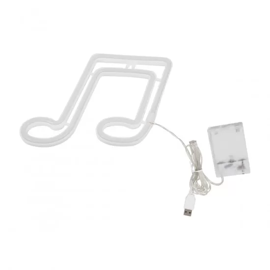 GloboStar® 78567 Φωτιστικό Ταμπέλα Φωτεινή Επιγραφή NEON LED Σήμανσης MUSIC NOTE 5W με Καλώδιο Τροφοδοσίας USB - Μπαταρίας 3xAAA (Δεν Περιλαμβάνονται) - Πολύχρωμη RGB