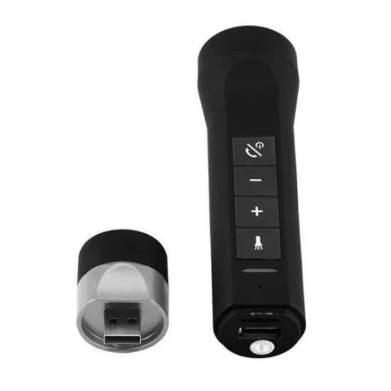 LED Φακός Επαναφορτιζόμενος 8W 800lm Μαύρος POWERBANK με Βάση Στήριξης Ποδηλάτου και Υποδοχές SD Card - USB με Ηχείο 3W Bluetooth