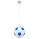 GloboStar® FOOTBALL 00648 Μοντέρνο Κρεμαστό Παιδικό Φωτιστικό Οροφής Μονόφωτο Γαλάζιο Λευκό Γυαλίνο Φ25 x Υ25cm