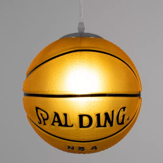 GloboStar® SPALDING NBA 00649 Μοντέρνο Κρεμαστό Παιδικό Φωτιστικό Οροφής Μονόφωτο Πορτοκαλί Γυαλίνο Φ25 x Υ25cm