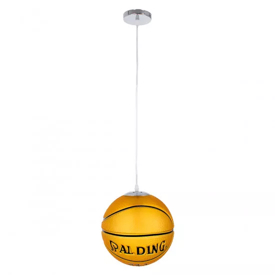 GloboStar® SPALDING NBA 00649 Μοντέρνο Κρεμαστό Παιδικό Φωτιστικό Οροφής Μονόφωτο Πορτοκαλί Γυαλίνο Φ25 x Υ25cm