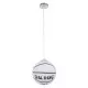 GloboStar® SPALDING NBA 01031 Μοντέρνο Κρεμαστό Παιδικό Φωτιστικό Οροφής Μονόφωτο Λευκό Μαύρο Γυαλίνο Φ25 x Υ25cm