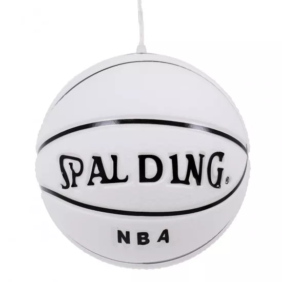 GloboStar® SPALDING NBA 01031 Μοντέρνο Κρεμαστό Παιδικό Φωτιστικό Οροφής Μονόφωτο Λευκό Μαύρο Γυαλίνο Φ25 x Υ25cm