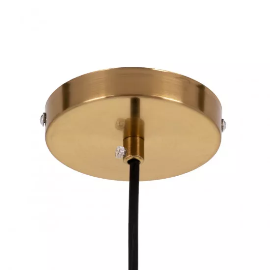 GloboStar® AVERY 00740 Μοντέρνο Κρεμαστό Φωτιστικό Οροφής Μονόφωτο Διάφανο Γυάλινο με Χρυσό Μεταλλικό Πλέγμα Φ30 x Υ48cm
