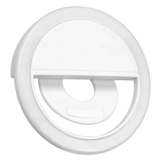 79042 Selfie Ring Light LED SMD 2W 200 lm Λευκό Σώμα με Ενσωματωμένη Επαναφορτιζόμενη Μπαταρία 500mAh & Καλώδιο Φόρτισης Micro USB Ψυχρό Λευκό 6000 K για Κινητό Τηλέφωνο και Tablet Φ8.5 x Υ2.5cm