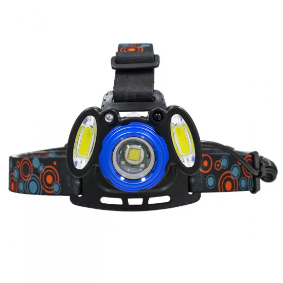 Επαναφορτιζόμενος Φακός Κεφαλής LED 1 x CREE XHP50 20W & 2 x CREE COB 10W 3000lm με 3 Modes - PIR Ανιχνευτή-Αισθητήρα Κίνησης & 2 x Μπαταρίες 18650 2400mAh Li-ion Αδιάβροχος IP54 Ψυχρό Λευκό 6000K