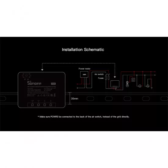 GloboStar® 80060 SONOFF POWR3 - Wi-Fi Smart High Power Switch - 25A/5500W
