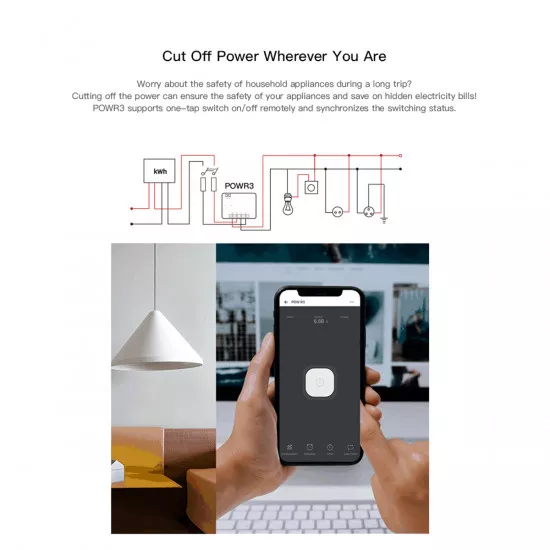 GloboStar® 80060 SONOFF POWR3 - Wi-Fi Smart High Power Switch - 25A/5500W