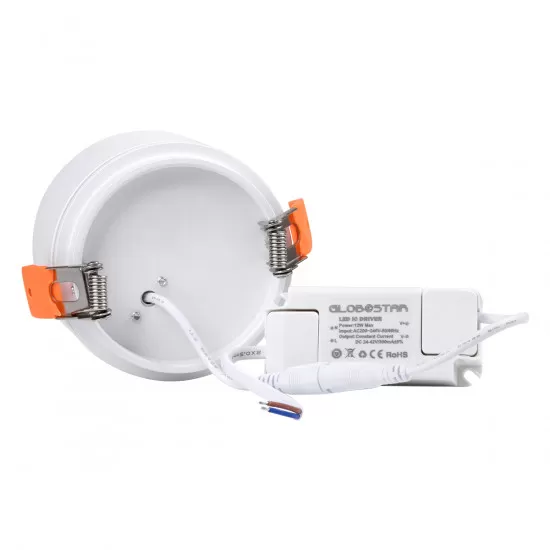 GloboStar® OMEGA 60294 Χωνευτό LED Spot Downlight TrimLess Φ10cm 12W 1404lm 36° AC 220-240V IP20 Φ10 x Υ8.2cm - Στρόγγυλο - Λευκό - Φυσικό Λευκό 4500K - Bridgelux COB - 5 Years Warranty