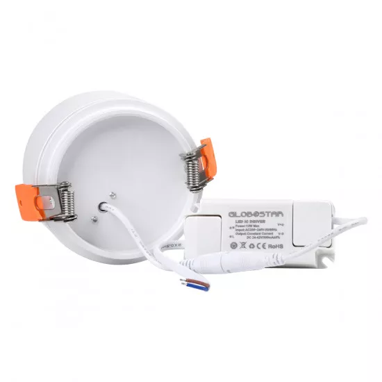 GloboStar® OMEGA 60295 Χωνευτό LED Spot Downlight TrimLess Φ10cm 12W 1346lm 36° AC 220-240V IP20 Φ10 x Υ8.2cm - Στρόγγυλο - Λευκό - Θερμό Λευκό 2700K - Bridgelux COB - 5 Years Warranty