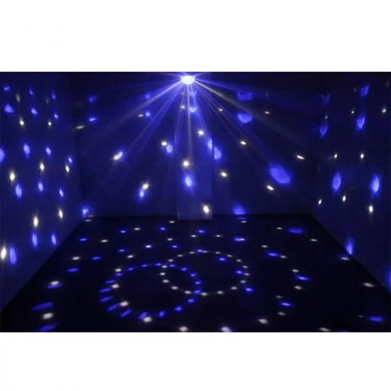 GloboStar® 79601-1 LED Party Disco Μπάλα με Περιστρεφόμενα Φωτορυθμικά Εφέ Πολύχρωμη RGB 15W με Sound Control Activated Εφέ και με Ασύρματο Χειριστήριο AC 230V IP20 Μ11 x Π8.6 x Υ13cm
