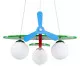 GloboStar® AIRPLANE 01575 Μοντέρνο Κρεμαστό Παιδικό Φωτιστικό Οροφής Τρίφωτο Φιγούρα Πολύχρωμο Ξύλινο Μ51 x Π49 x Υ26cm