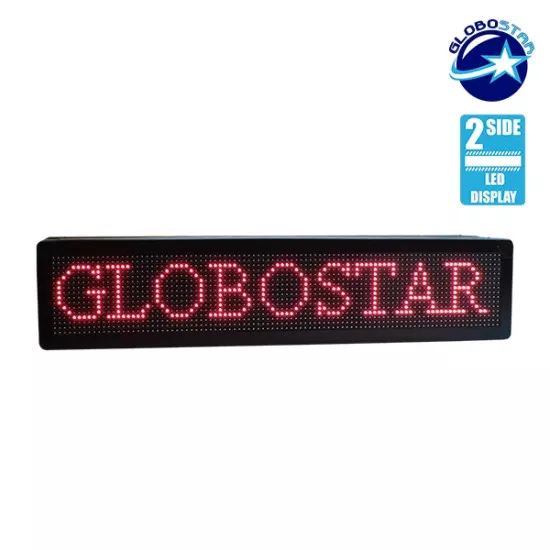 GloboStar® 90301 Κυλιόμενη Ψηφιακή Επιγραφή P10 LED SMD AC 220-240V με Wi-Fi - Αδιάβροχή IP54 - Διπλής Όψης - Μ104 x Π12 x Υ20cm Κόκκινο