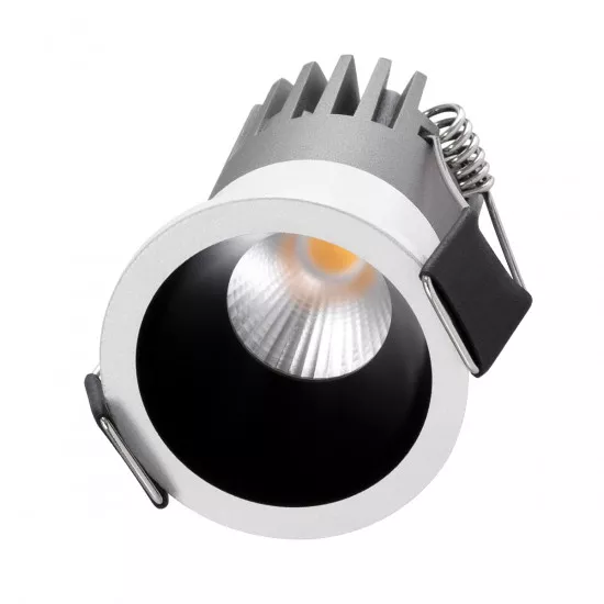 GloboStar® MICRO-S 60235 Χωνευτό LED Spot Downlight TrimLess Φ4cm 5W 625lm 38° AC 220-240V IP20 Φ4 x Υ5.9cm - Στρόγγυλο - Λευκό με Μαύρο Κάτοπτρο - Θερμό Λευκό 2700K - Bridgelux COB - 5 Years Warranty