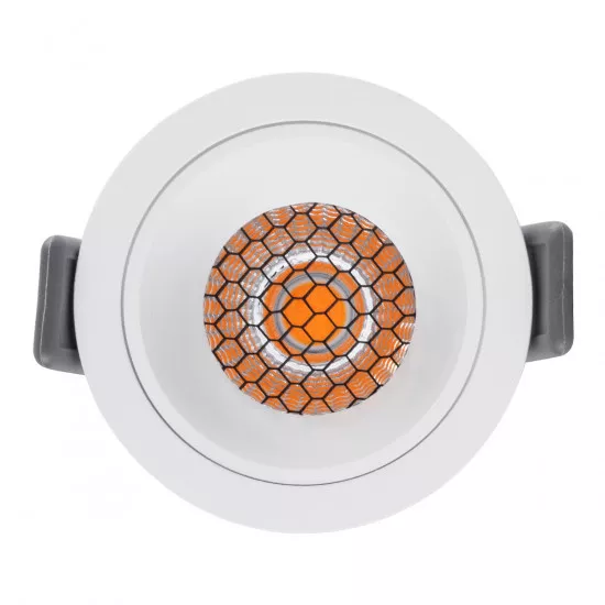 GloboStar® PLUTO-S 60249 Χωνευτό LED Spot Downlight TrimLess Φ6.4cm 7W 875lm 38° AC 220-240V IP20 Φ6.4 x Υ4.9cm - Στρόγγυλο - Λευκό & Anti-Glare HoneyComb - Θερμό Λευκό 2700K - Bridgelux COB - 5 Years Warranty