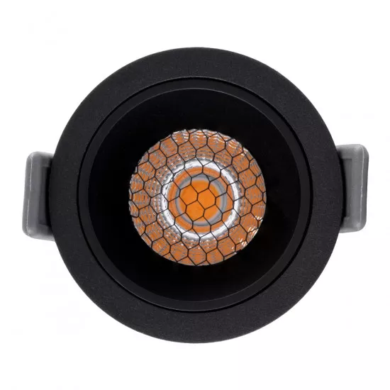 GloboStar® PLUTO-S 60251 Χωνευτό LED Spot Downlight TrimLess Φ6.4cm 7W 875lm 38° AC 220-240V IP20 Φ6.4 x Υ4.9cm - Στρόγγυλο - Μαύρο & Anti-Glare HoneyComb - Θερμό Λευκό 2700K - Bridgelux COB - 5 Years Warranty