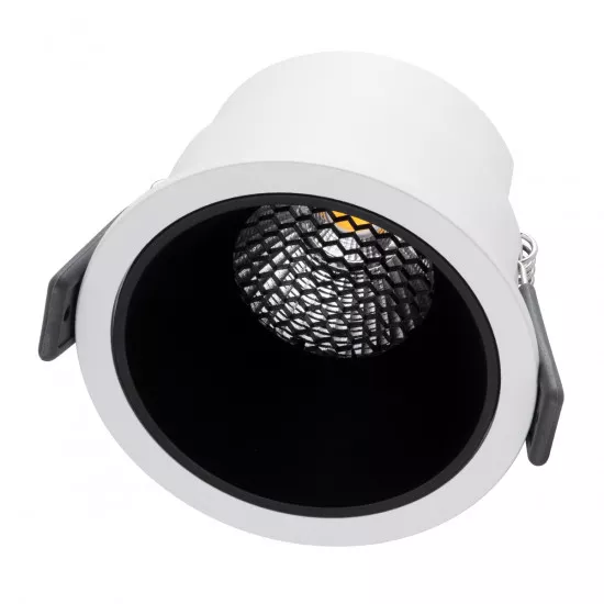 GloboStar® PLUTO-M 60252 Χωνευτό LED Spot Downlight TrimLess Φ8.4cm 10W 1300lm 38° AC 220-240V IP20 Φ8.4 x Υ5.9cm - Στρόγγυλο - Λευκό με Μαύρο Κάτοπτρο & Anti-Glare HoneyComb - Φυσικό Λευκό 4500K - Bridgelux COB - 5 Years Warranty