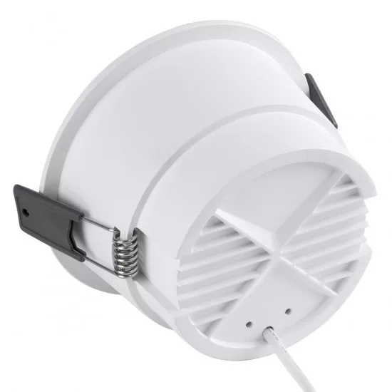 GloboStar® PLUTO-B 60259 Χωνευτό LED Spot Downlight TrimLess Φ10.4cm 15W 1875lm 38° AC 220-240V IP20 Φ10.4 x Υ6.5cm - Στρόγγυλο - Λευκό με Μαύρο Κάτοπτρο & Anti-Glare HoneyComb - Θερμό Λευκό 2700K - Bridgelux COB - 5 Years Warranty