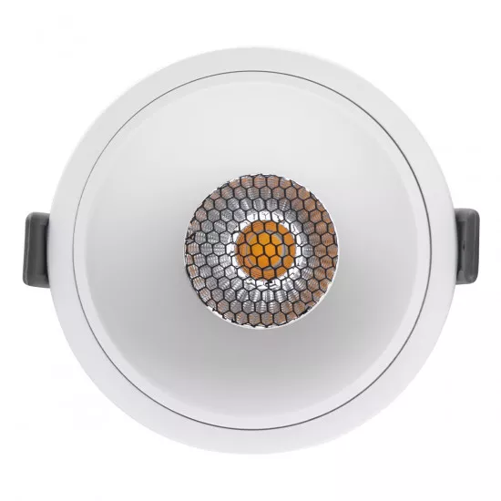 GloboStar® PLUTO-B 60260 Χωνευτό LED Spot Downlight TrimLess Φ10.4cm 15W 1950lm 38° AC 220-240V IP20 Φ10.4 x Υ6.5cm - Στρόγγυλο - Λευκό & Anti-Glare HoneyComb - Φυσικό Λευκό 4500K - Bridgelux COB - 5 Years Warranty