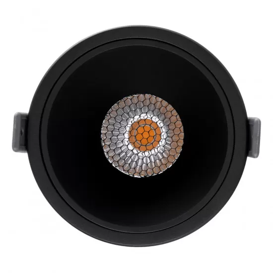 GloboStar® PLUTO-B 60263 Χωνευτό LED Spot Downlight TrimLess Φ10.4cm 15W 1875lm 38° AC 220-240V IP20 Φ10.4 x Υ6.5cm - Στρόγγυλο - Μαύρο & Anti-Glare HoneyComb - Θερμό Λευκό 2700K - Bridgelux COB - 5 Years Warranty