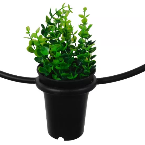 GloboStar® FLOWERPOT 10001210 Μοντέρνο Κρεμαστό Φωτιστικό Οροφής Μονόφωτο Μαύρο Μεταλλικό με Διακοσμητικό Φυτό Φ27 x Y40cm